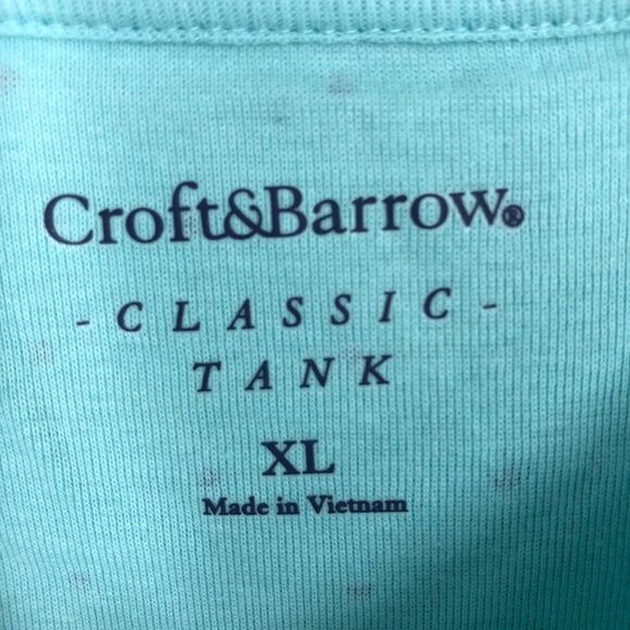 Croft & Barrow Teal Tank w/Black Polkadots Classic Tank Top Super Soft Sz XL - Picture 4 of 5
